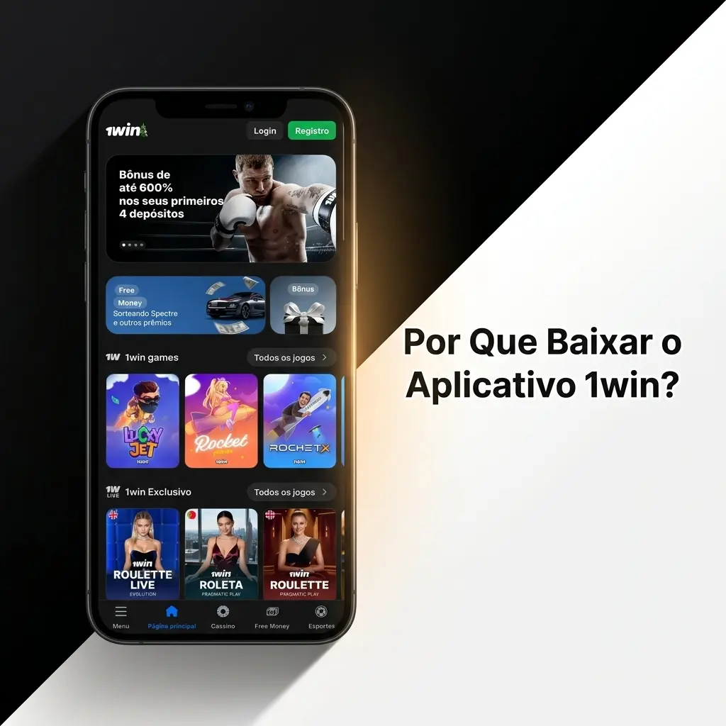 Aplicativo 1win no celular com apostas esportivas, cassino ao vivo e pagamento via Pix integrado