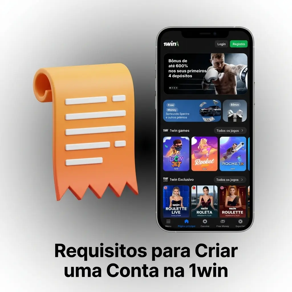 Requisitos para criar conta na 1win: idade mínima 18 anos, dados verídicos e residência no Brasil